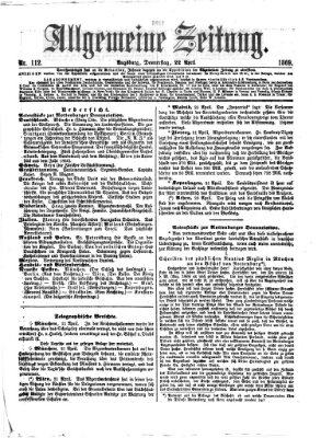 Allgemeine Zeitung Donnerstag 22. April 1869