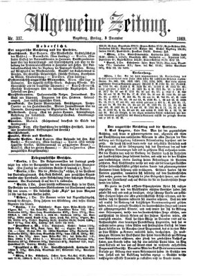 Allgemeine Zeitung Freitag 3. Dezember 1869