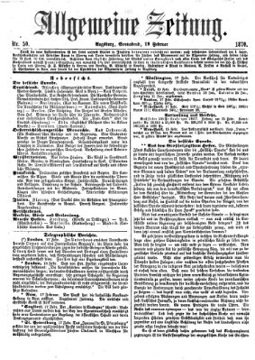 Allgemeine Zeitung Samstag 19. Februar 1870
