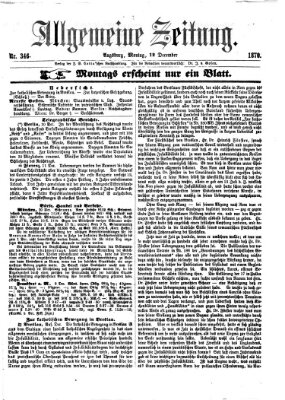 Allgemeine Zeitung Montag 12. Dezember 1870