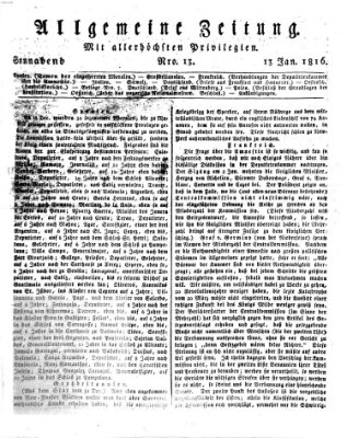 Allgemeine Zeitung Samstag 13. Januar 1816