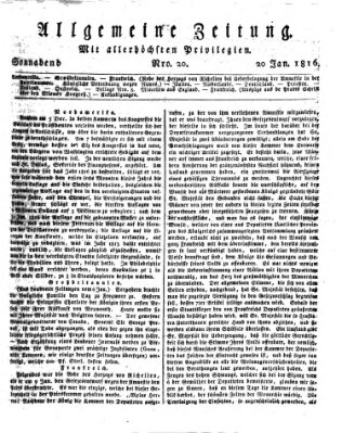 Allgemeine Zeitung Samstag 20. Januar 1816