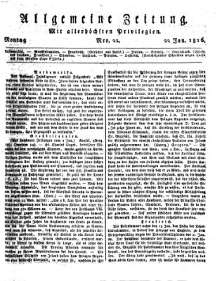 Allgemeine Zeitung Montag 22. Januar 1816