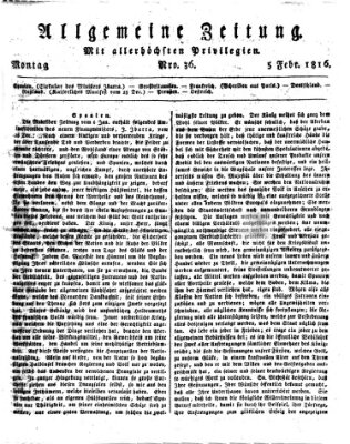 Allgemeine Zeitung Montag 5. Februar 1816