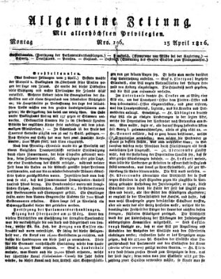 Allgemeine Zeitung Montag 15. April 1816