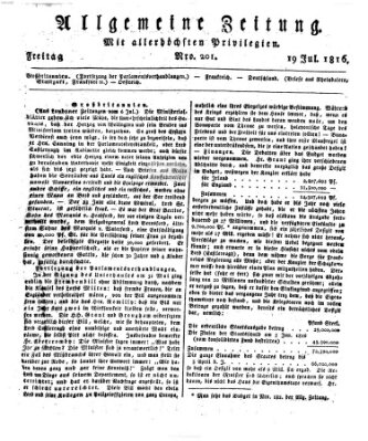 Allgemeine Zeitung Freitag 19. Juli 1816