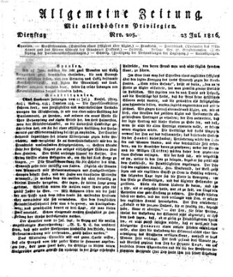 Allgemeine Zeitung Dienstag 23. Juli 1816