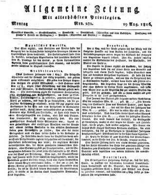 Allgemeine Zeitung Montag 19. August 1816