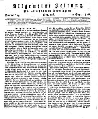 Allgemeine Zeitung Donnerstag 12. September 1816