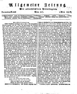 Allgemeine Zeitung Samstag 2. November 1816