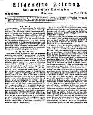 Allgemeine Zeitung Samstag 21. Dezember 1816