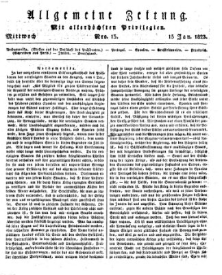 Allgemeine Zeitung Mittwoch 15. Januar 1823