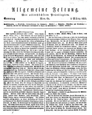 Allgemeine Zeitung Sonntag 2. März 1823
