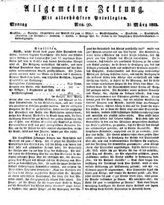 Allgemeine Zeitung Montag 31. März 1823