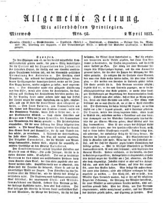 Allgemeine Zeitung Mittwoch 2. April 1823