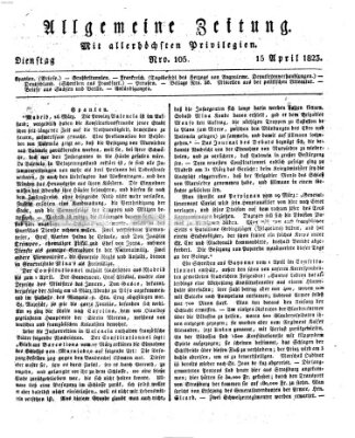 Allgemeine Zeitung Dienstag 15. April 1823