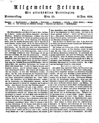 Allgemeine Zeitung Donnerstag 22. Januar 1824