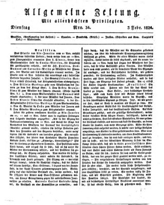 Allgemeine Zeitung Dienstag 3. Februar 1824