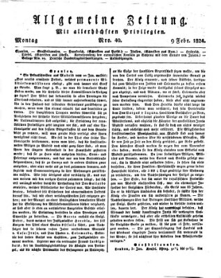 Allgemeine Zeitung Montag 9. Februar 1824