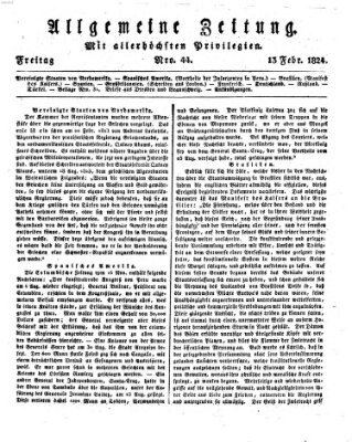 Allgemeine Zeitung Freitag 13. Februar 1824