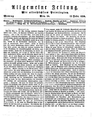Allgemeine Zeitung Montag 23. Februar 1824