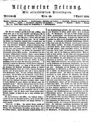 Allgemeine Zeitung Mittwoch 7. April 1824