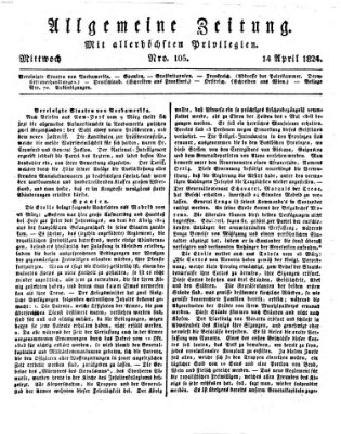 Allgemeine Zeitung Mittwoch 14. April 1824
