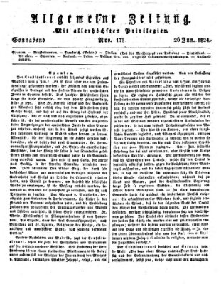 Allgemeine Zeitung Samstag 26. Juni 1824