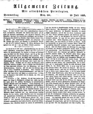 Allgemeine Zeitung Donnerstag 20. Juli 1826