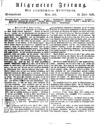 Allgemeine Zeitung Samstag 22. Juli 1826