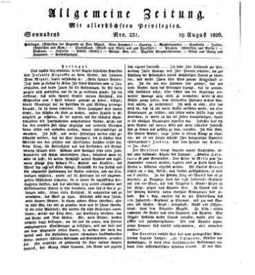 Allgemeine Zeitung Samstag 19. August 1826