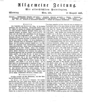 Allgemeine Zeitung Montag 21. August 1826