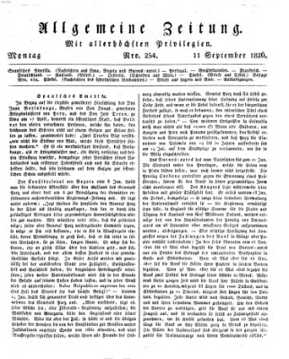 Allgemeine Zeitung Montag 11. September 1826