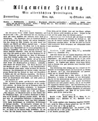 Allgemeine Zeitung Donnerstag 19. Oktober 1826