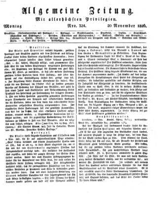 Allgemeine Zeitung Montag 20. November 1826