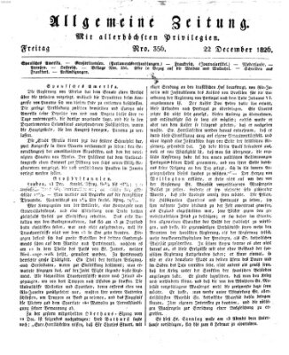 Allgemeine Zeitung Freitag 22. Dezember 1826