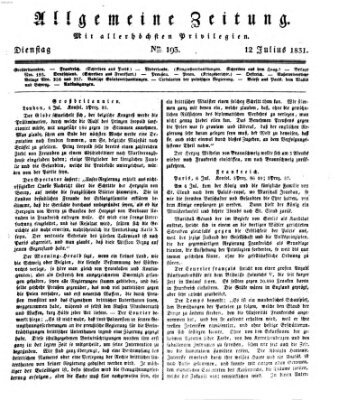 Allgemeine Zeitung Dienstag 12. Juli 1831