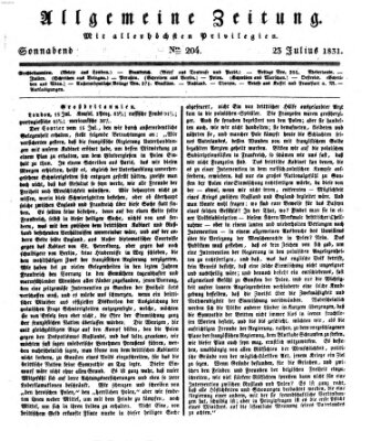 Allgemeine Zeitung Samstag 23. Juli 1831