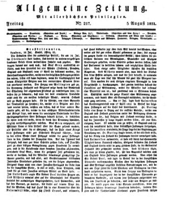 Allgemeine Zeitung Freitag 5. August 1831