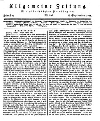 Allgemeine Zeitung Dienstag 13. September 1831