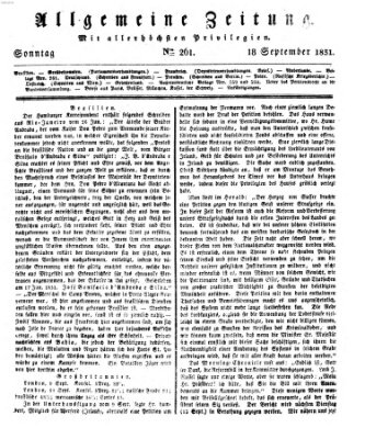 Allgemeine Zeitung Sonntag 18. September 1831