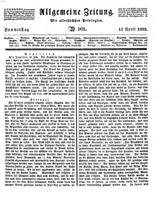 Allgemeine Zeitung Donnerstag 11. April 1833