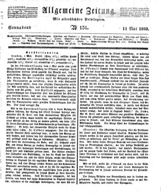 Allgemeine Zeitung Samstag 11. Mai 1833