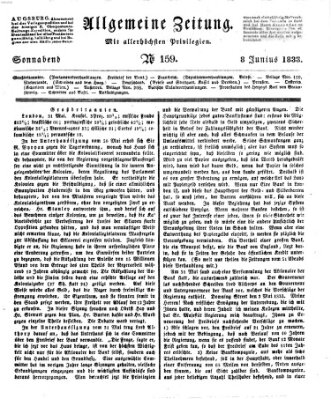 Allgemeine Zeitung Samstag 8. Juni 1833