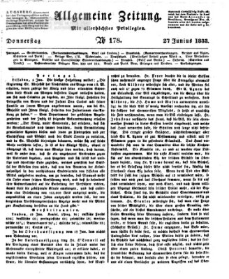 Allgemeine Zeitung Donnerstag 27. Juni 1833