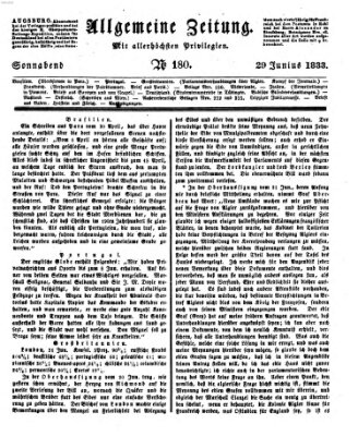 Allgemeine Zeitung Samstag 29. Juni 1833
