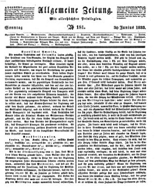 Allgemeine Zeitung Sonntag 30. Juni 1833