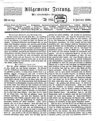 Allgemeine Zeitung Montag 1. Juli 1833