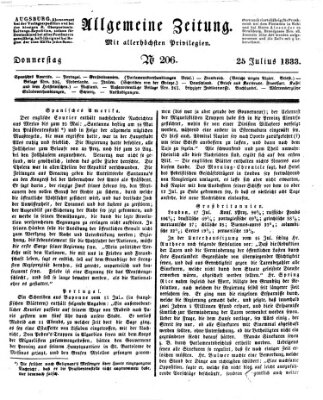 Allgemeine Zeitung Donnerstag 25. Juli 1833