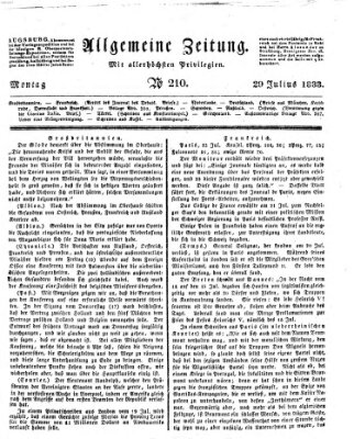 Allgemeine Zeitung Montag 29. Juli 1833